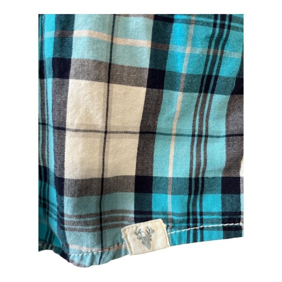 Roebuck & Co. Men’s L Plaid Pearl Snap Western Shirt – Blue/Black/White – 2010s - Picture 4 of 7